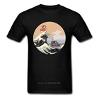 Футболка мужская с рисунком на скале, хлопковая рубашка с рисунком футболка с морским принтом Ponyo On The скале, Топ в стиле аниме, мультяшная одежда в стиле Харадзюку