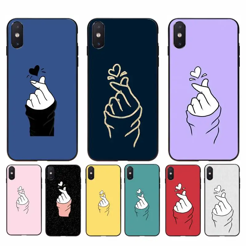 

Babaite Love on the finger kpop heart Soft Phone Cover for iphone 13 11 Pro Max X XS MAX 6 6s 7 8 plus 5 5S 5SE XR SE2020