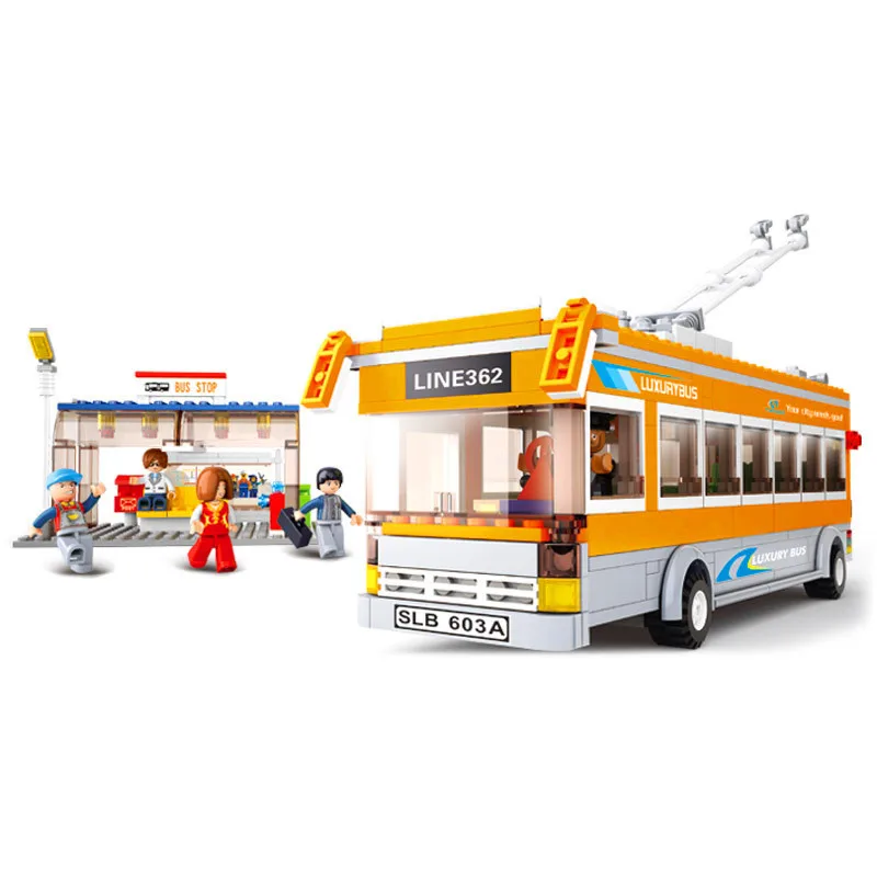 

Assemble lego city bus 0332 bus compatible with lego fancy gift to hold toys