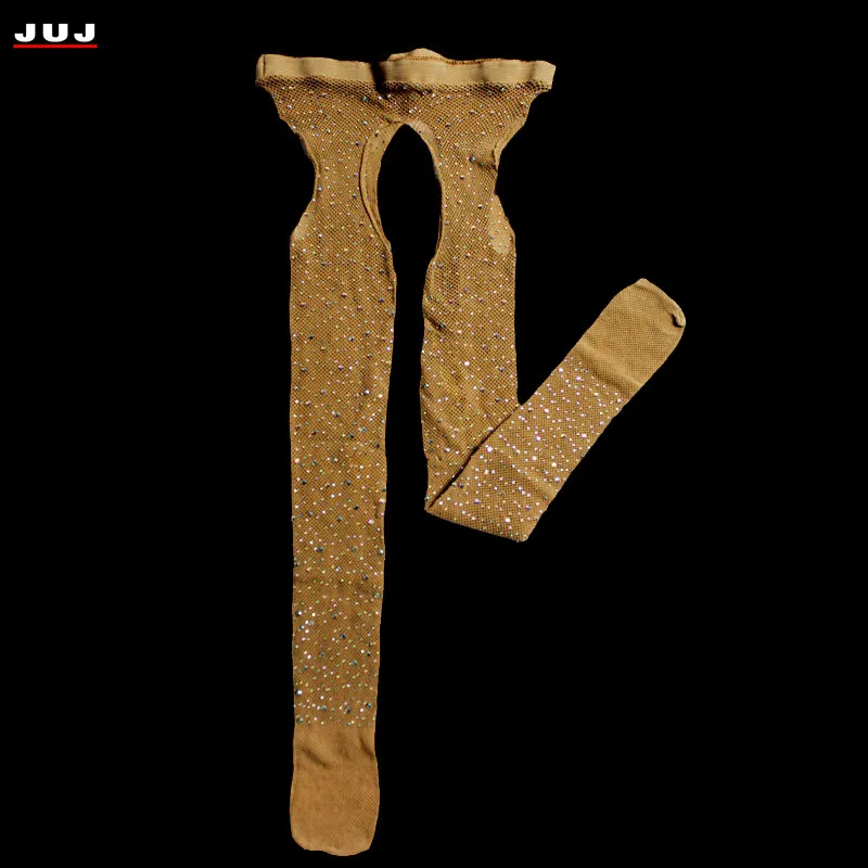 Сексуальные женские блестящие ажурные колготки бриллиантовые стразы нейлоновые