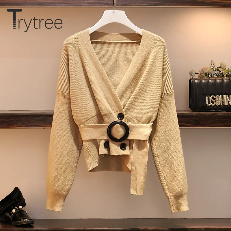 Trytree/осенне-зимний женский костюм из двух предметов повседневный двубортный топ