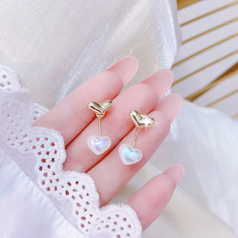 

YDL NewTrend Earrings Temperament Bifunctional Earrings Shine Heart Lady Romantic Exquisite Elegant Trendy Earring Accessories