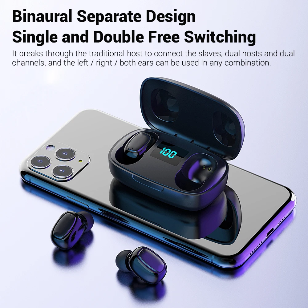 IBESI Bluetooth наушники V5.0 TWS беспроводные LED 9D стерео IPX7 Спортивная гарнитура с