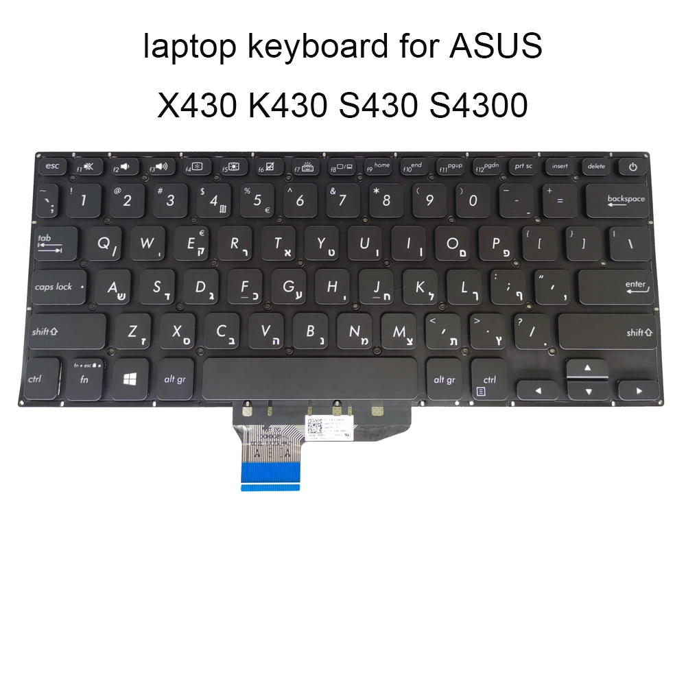 

Клавиатура с подсветкой для ASUS Vivobook 14s, X430, UA, A430, S430, иврит, Ху, черная, 0KNB0, 2608HE00, 260AHE00, 2608HU00