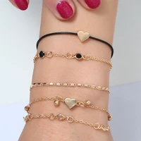 5 pieces set of new trendy chain anklet womens anklet multilayer beach anklet love anklet accessories party jewelry