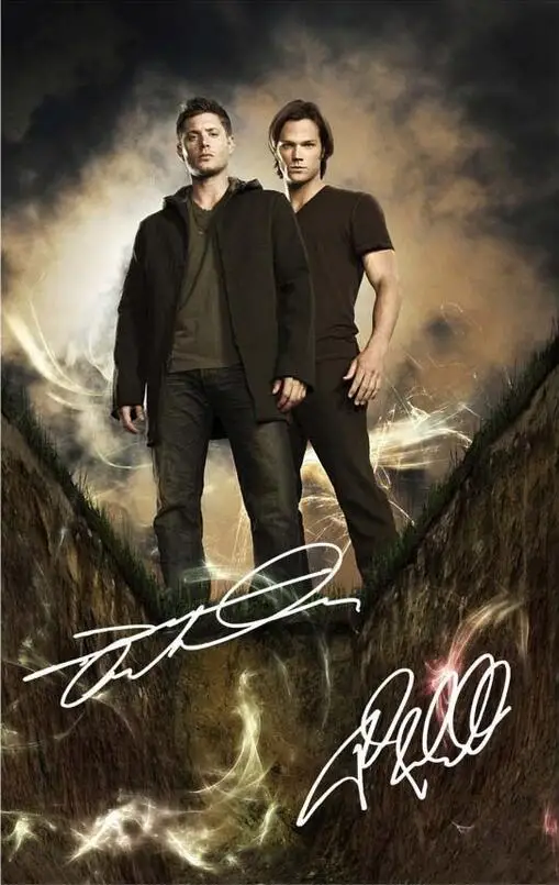 JENSEN ACKLES &amp JARED PADALECKI сверхъестественная Подпись ТВ сериала Художественная печать