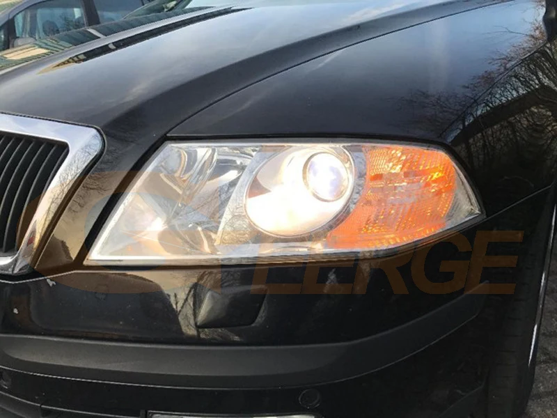 Для SKODA OCTAVIA 2 MK2 предварительно Фасонная ксеноновая фара 2004-2008 smd led angel eyes kit отличное Ультра яркое освещение DRL