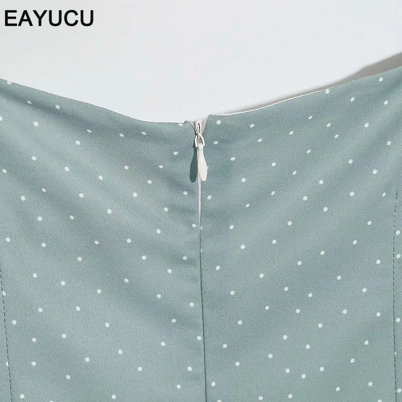 

EAYUCU Sweet Polka Dot Women Summer Dress Square Collar Butteryfly Sleeve Female Ruffles Short Dress Robe Femme ED257