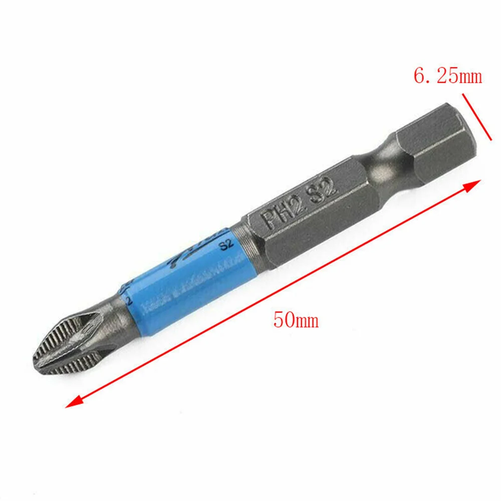 

10PCS Steel Silver Combination Cross Anti-Skid Bits About 50 Mm/1.97 Inch Hex Shank PH2 Phillips Screwdriver Drill Bits Set Tool