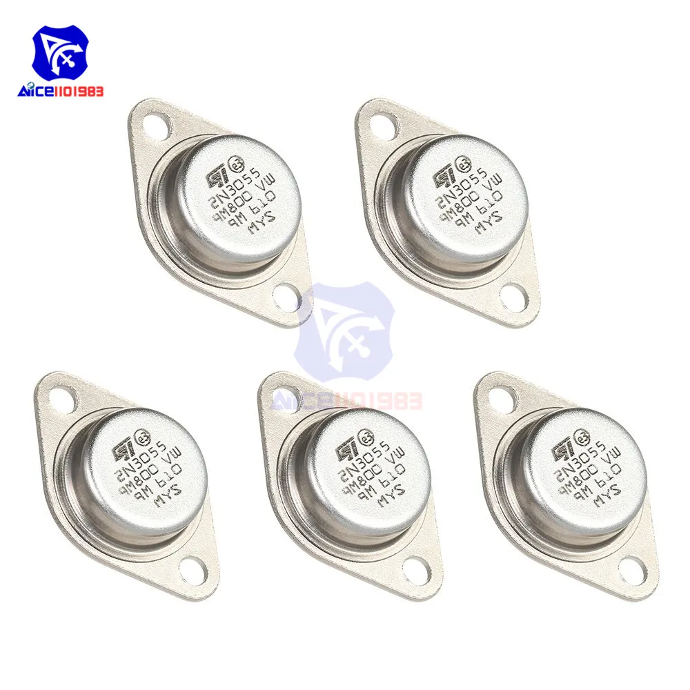 Diymore 5 шт./лот 2N3055 Силовые транзисторы NPN TO 3 металлический корпус 15A/60 в|transistor audio