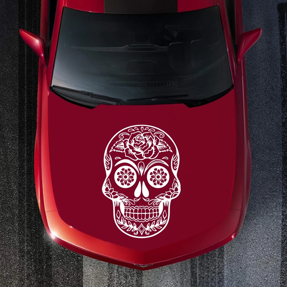 

1Pc Skull Head Totem Auto Sticker Car Body Racing Side Door Long Stripe Stickers Auto Vinyl Decal Skull Totems Car Decal