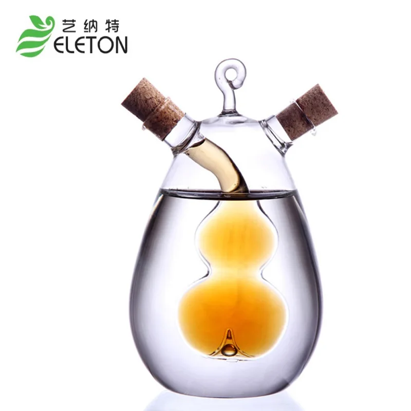 

Kitchen Supplies Creative Oil and Vinegar Cruet Soy Sauce Vinegar Bottle With 2 Outlets Seasoning Bottle Glass Olive Oil Bottle