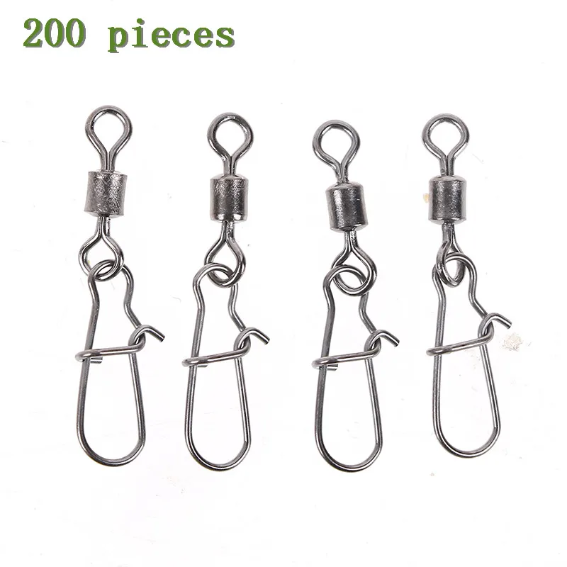 

Stainless Rolling Swivel With Nice Snap Hooks Lure Connector Sea Rock Fishing Swivels Snaps Tackle 200Pcs/lot