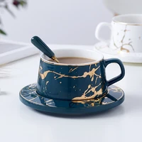 nordic marble ceramic coffee cups tea cup latte mugs cafe tea breakfast milk cups saucer sets with dish spoon
