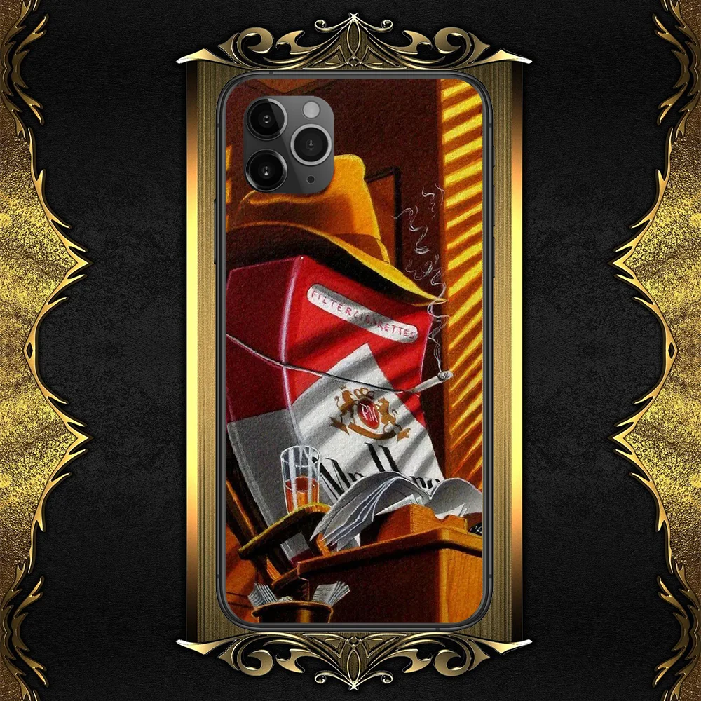 

cigarette marlboroes-compatible brand Phone Case Cover Hull For iphone 5 5s se 2 6 6s 7 8 12 mini plus X XS XR 11 PRO MAX black