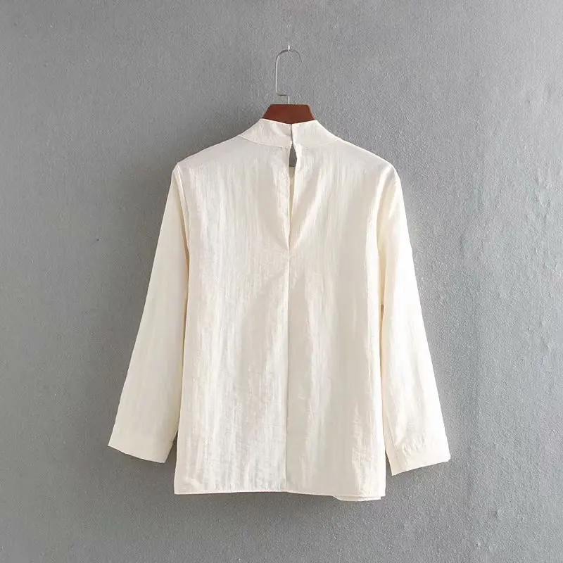 Женская стильная блузка с галстуком-бабочкой и воротником длинный рукав