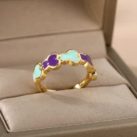double color open rings for women gold color stainless steel female engagement wedding ring jewelry valentines day gift