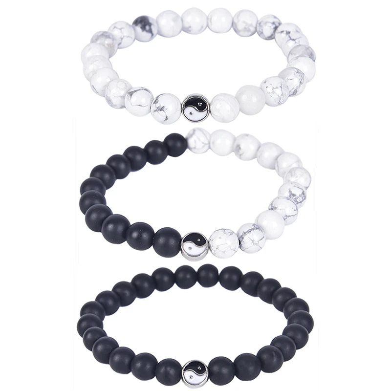 1 шт. Для мужчин женщин натуральный бусины камень Тай Цзи Инь бисерный браслет