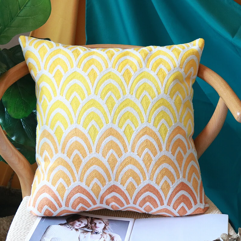 Наволочка ручной работы из хлопка и холста с вышивкой наволочка в стиле бохо