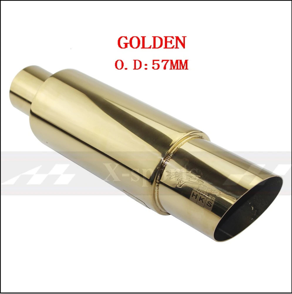 GOLDEN O.D 57MM Автомобильный Мотоцикл выхлопные системы глушитель наконечник Универсальный нержавеющая сталь ID 51 мм 57 мм 63 мм выход 89 мм глушитель выхлопной трубы глушители - Цвет: GOLDEN O.D 57MM