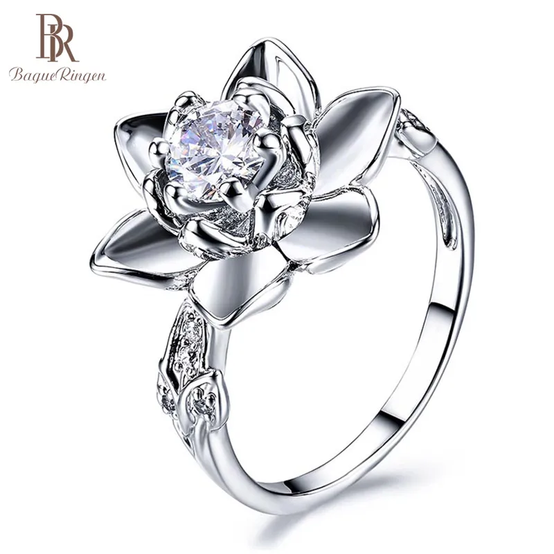 Женское кольцо с цветком лотоса Bague Ringen ювелирное изделие из серебра 925 пробы