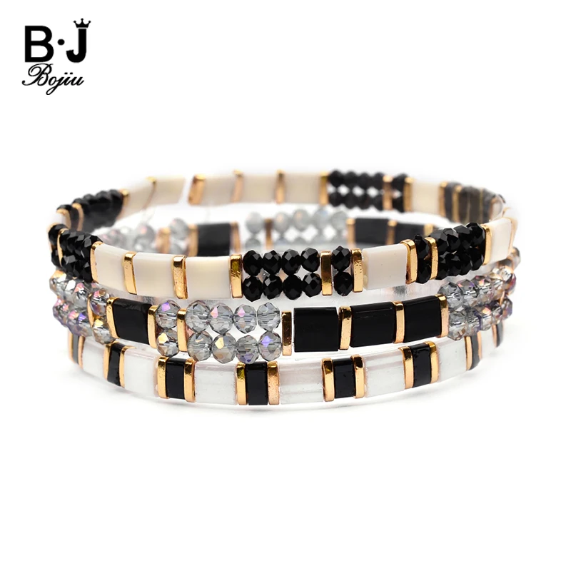 BOJIU 3 шт./компл. Boho Miyuki Tila Бусы Браслеты для женщин золотые украшения из бисера