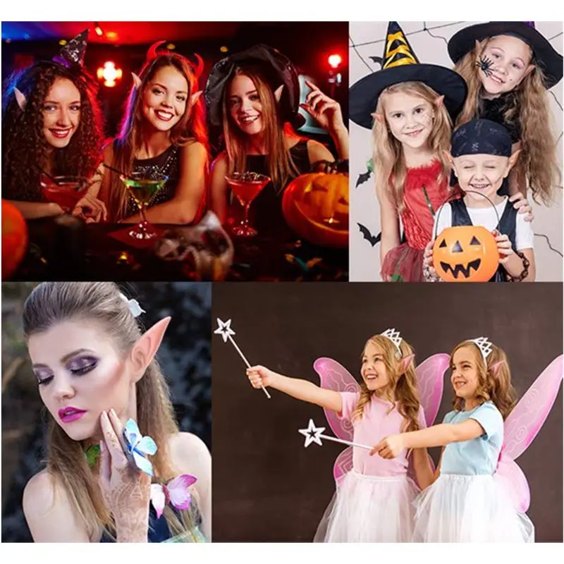 2 пары латексные эльфийские уши Pixie наряжаться в костюм мягкие остроконечные