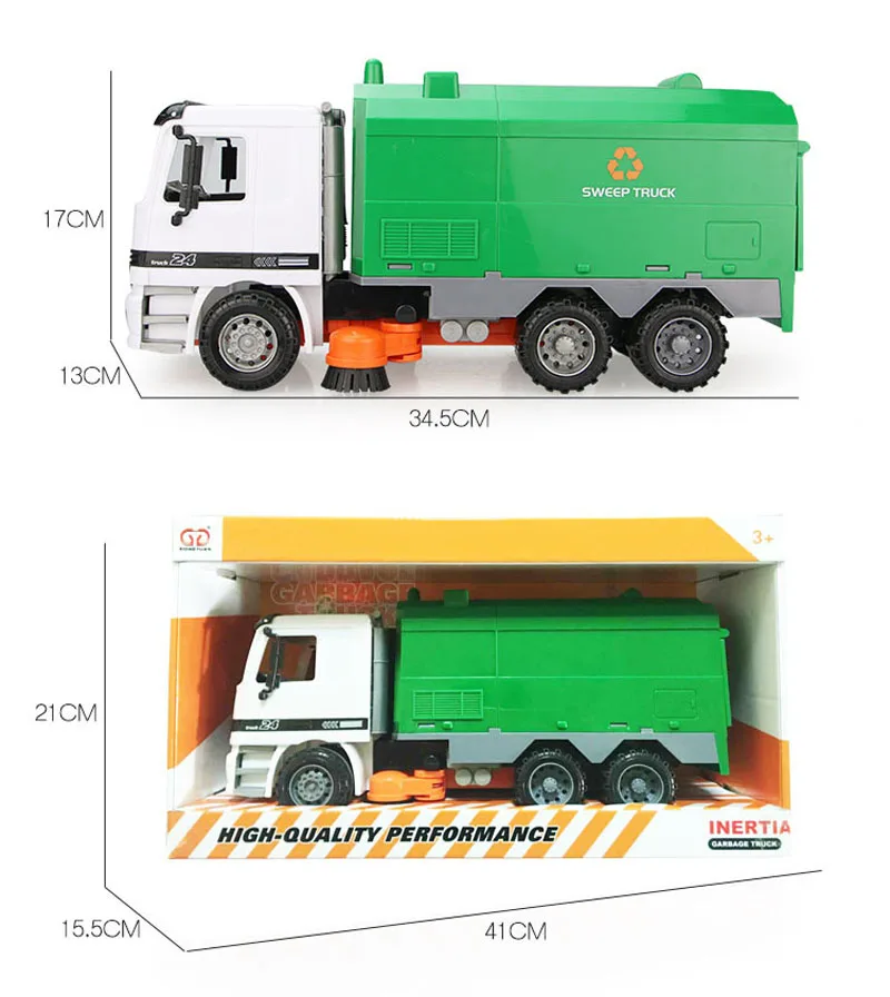 

1:22 Music And Lights Large Size Children Simulation Inertia Sweeper Truck Sanitation Car Vehicle Toy Kid Toys