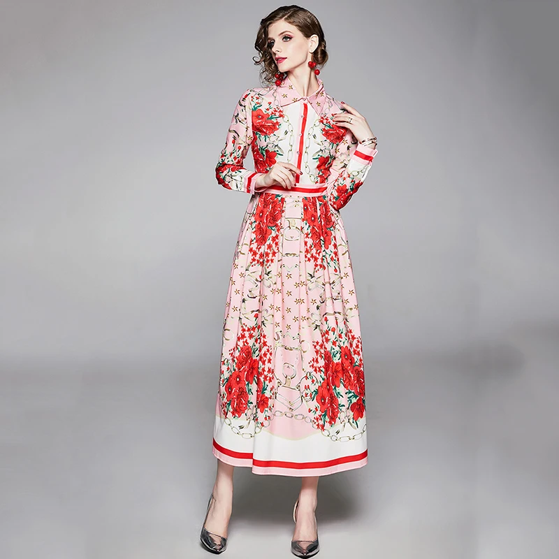 HAMALIEL высокое качество взлетно-посадочной полосы осенние женские макси платье