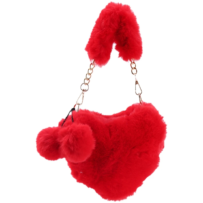 Новая женская зимняя плюшевая сумка в форме сердца модная для телефона