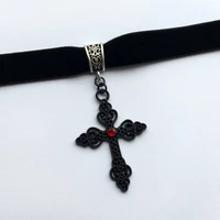 harajuku punk cross necklace black velvet collar necklace gothic choker gorgeous large pendant jewelry valentines day gift