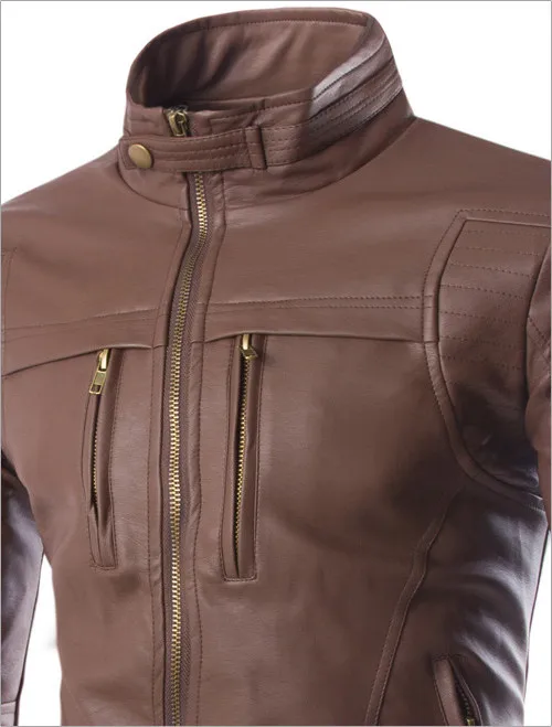 

Top quality Fine Buffalo Leather Stand Leather Jacket Men Fashion Zippers Motorcycle Leather Jacket Male Overcoat 4XL