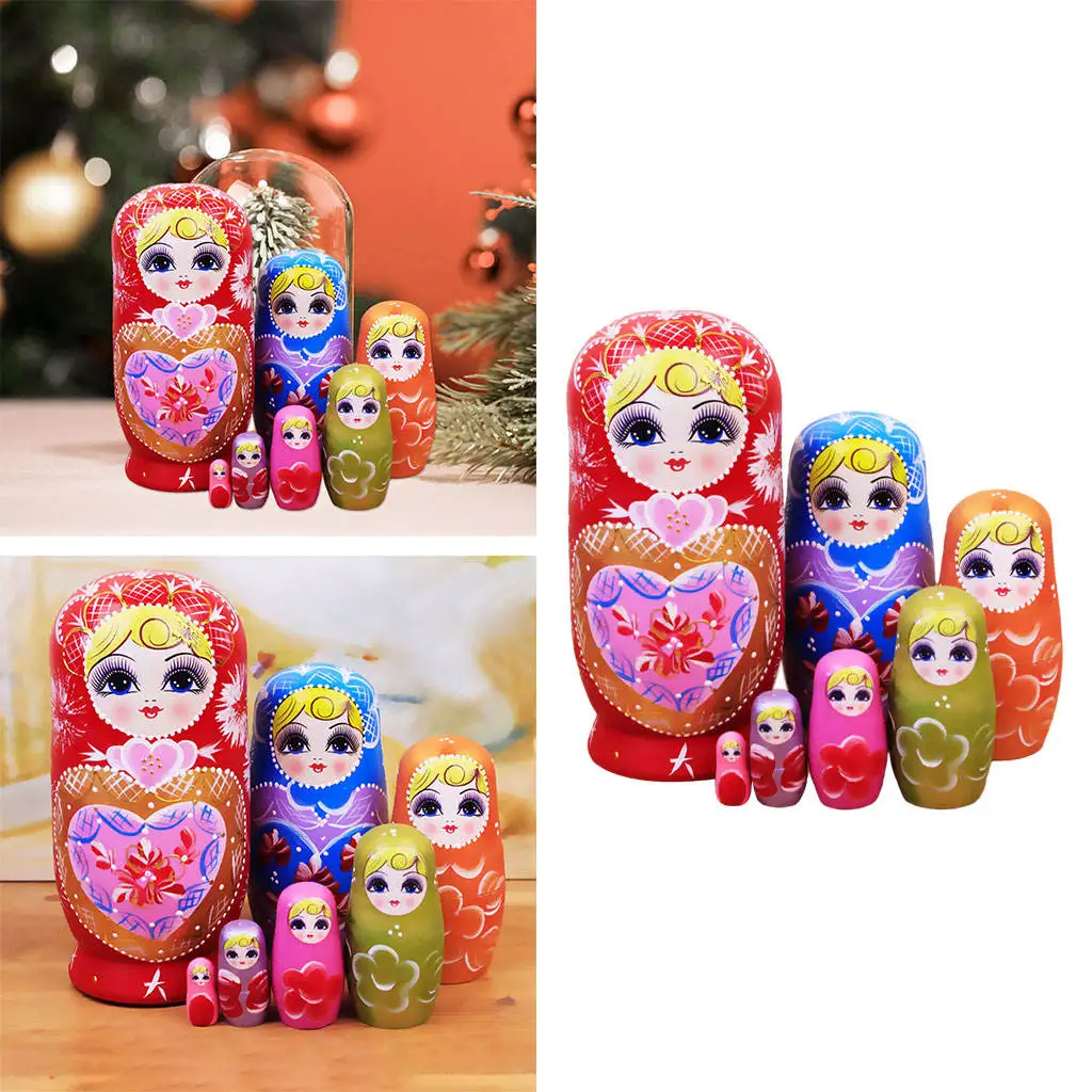 7 Pieces Girl Style Wooden Russian Nesting Dolls Kit Collectible Kids Matryoshka Toy | Игрушки и хобби
