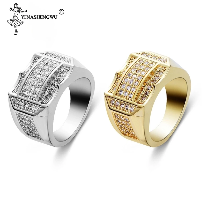 1 шт. кольцо в стиле панк хип хоп золотое серебряное заполненное микро стразы