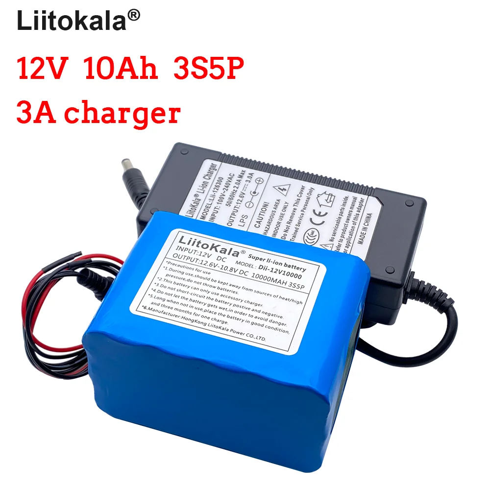 Аккумуляторные Литиевые Батарейки LiitoKala 18650 12 В 10000 мАч 3 А|Перезаряжаемые батареи|