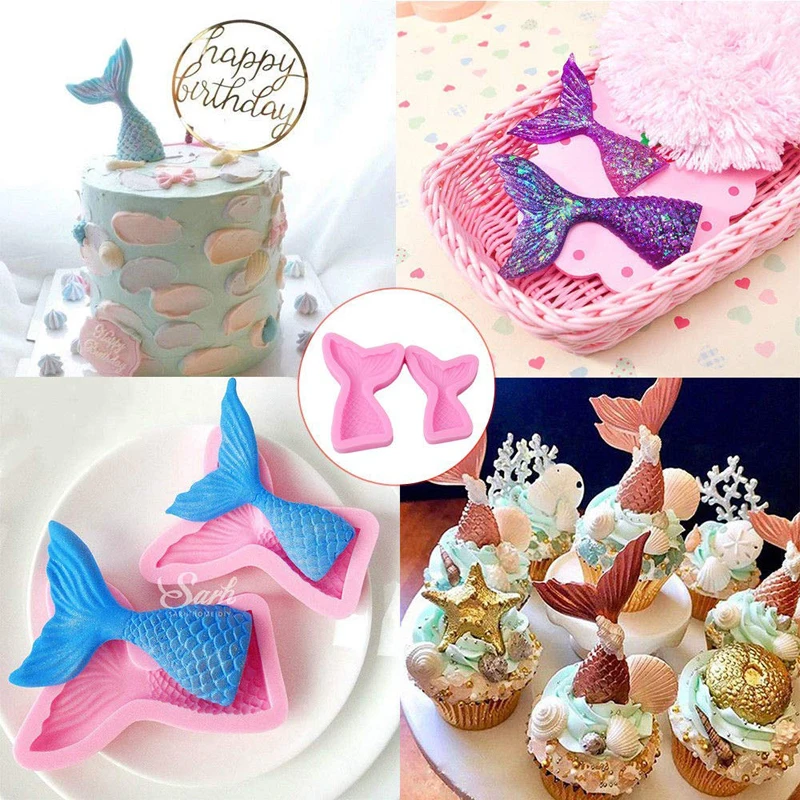 

Silicone Molds for Baking, Fondant Soap Molds Ocean Series Mermaid Tail Seashell Starfish DIY Fondant Moulds Cake Molds