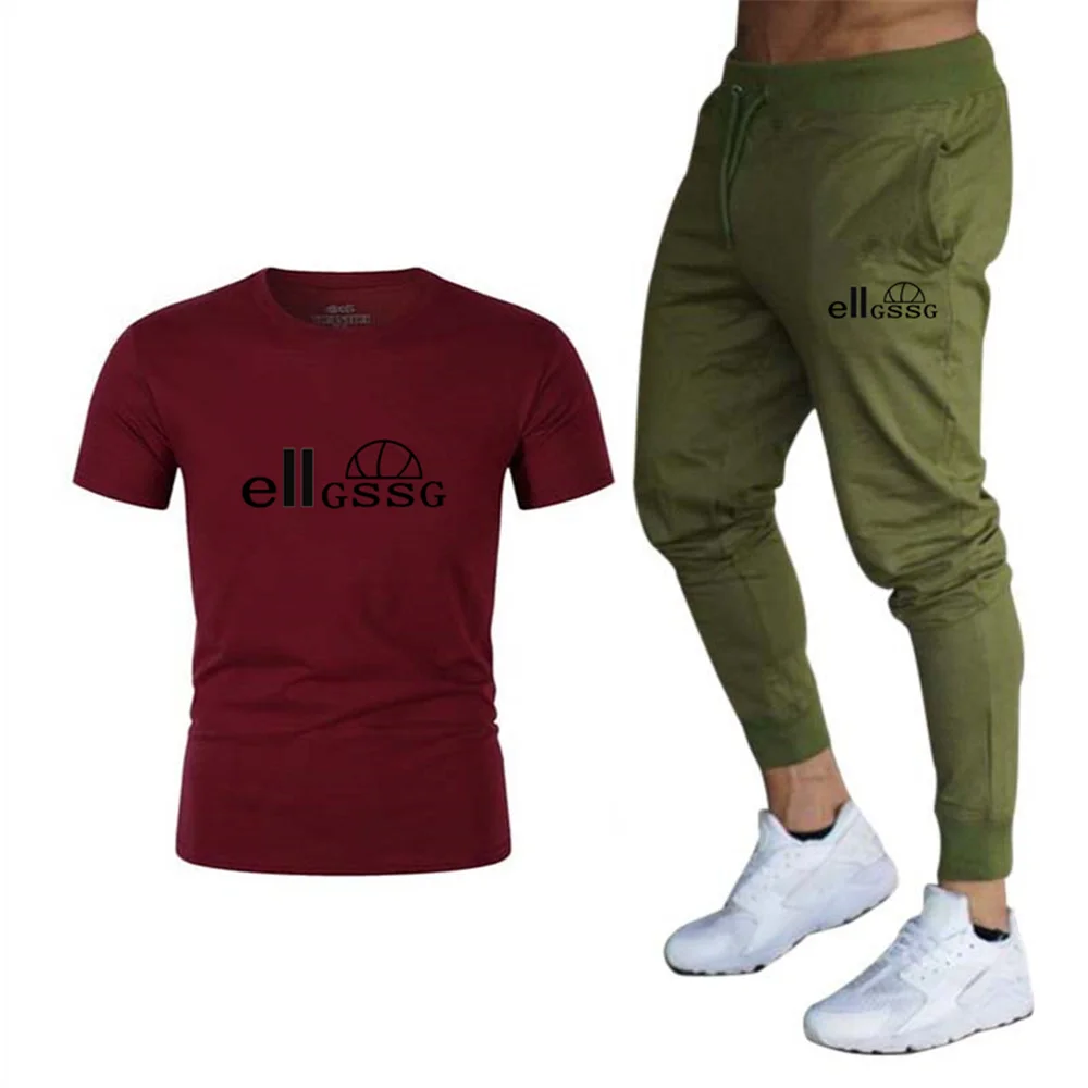 

Summer fashion men's T-shirt hip-hop casual short-sleeved high-quality T-shirt + trouser suit men's trend