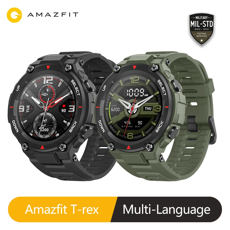 Новинка 2020 CES Amazfit T rex Smartwatch 5ATM 14 спортивных режимов Смарт часы GPS/GLONASS MIL STD для IOS
