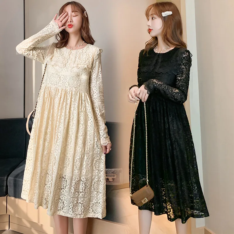 

Весенне-осенние кружевные платья для кормящих матерей модное кружевное платье для беременных Одежда для кормящих грудью беременных женщин