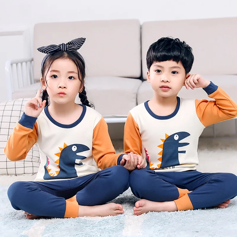 

62-10T New Autumn Baby Girls Boys Clothes Lovely Toddler Kids Cartoon Print Sleepwear Set Long Sleeve Blouse Tops+Pants Pajamas