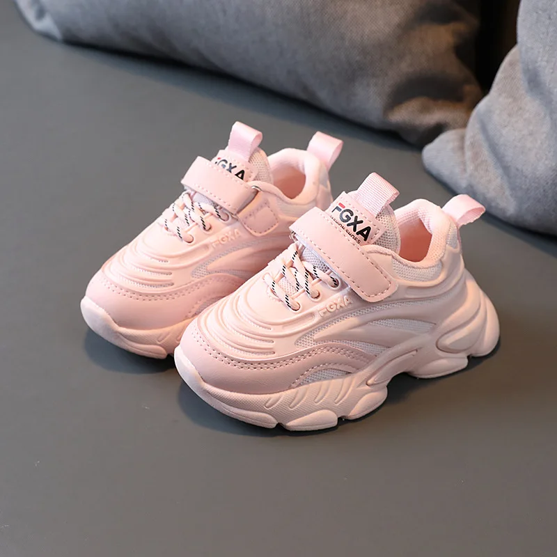 Детские кроссовки на массивной подошве Осенние однотонные черные розовые