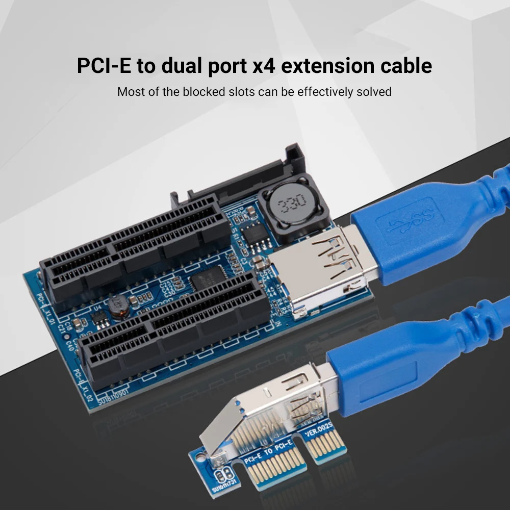 плата адаптер pcie x1 на два порта pci e