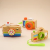 wooden fashion mini camera baby toys pendant baby block montessori toys for children wooden diy presents childrens gift