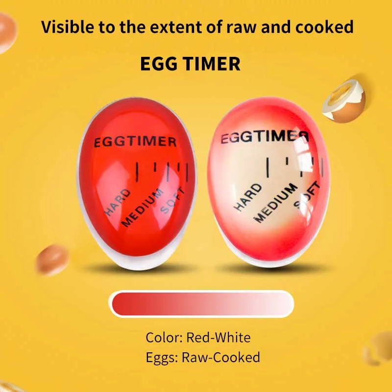 

Таймер для яиц, меняющий цвет, полимерный материал, идеальные вареные яйца по температуре, кухонный помощник, таймер для яиц, красный таймер