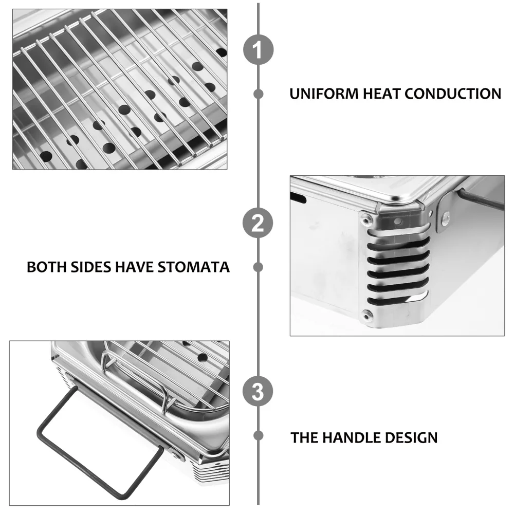 

1Pc Outdoor Home Barbecue Grill Commercial Stainless Steel BBQ Grill (Silver)