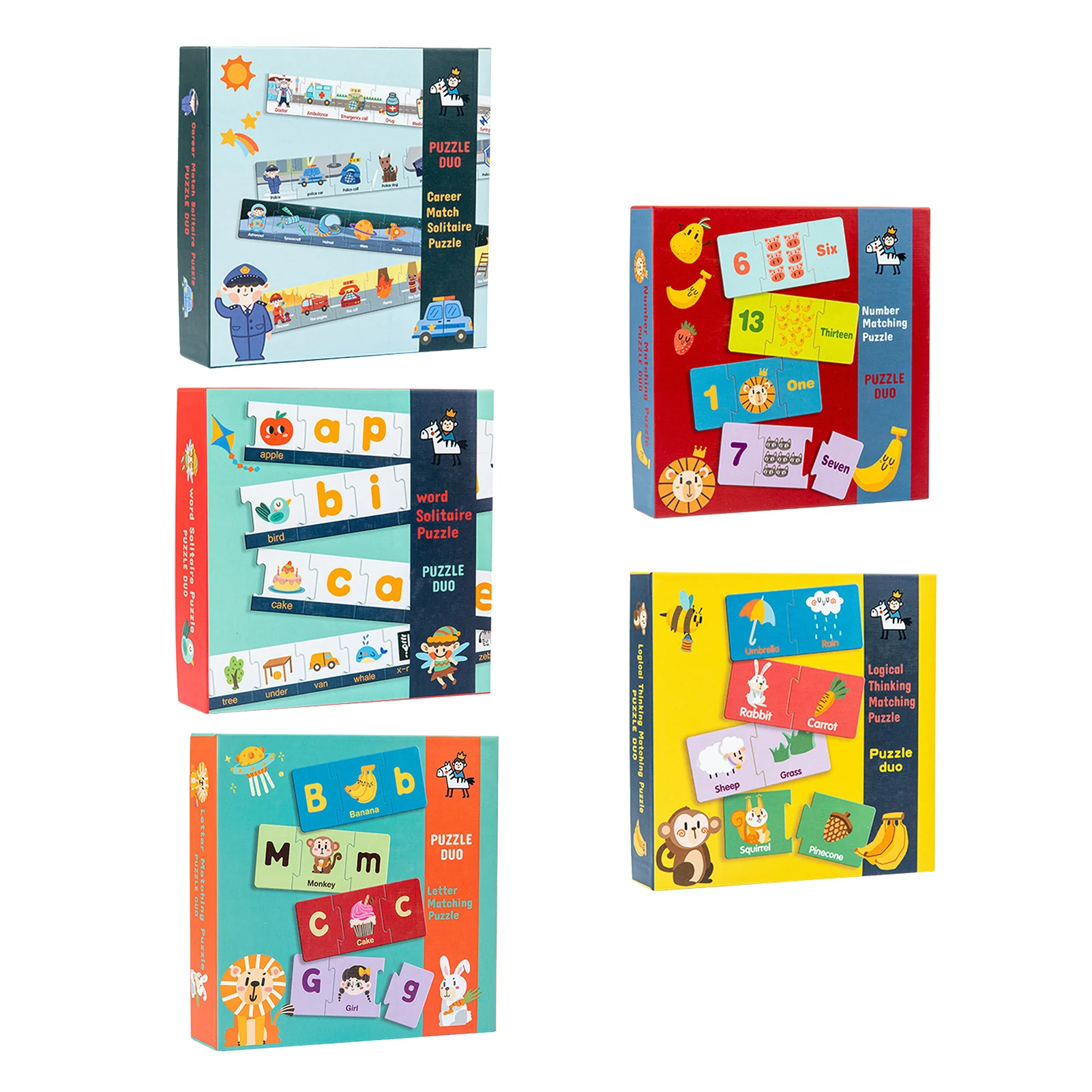 

Puzzle Matching Games English Wooden Educational Toys Early Education Matching Puzzles Games Montessori Toy For Toddler Kids