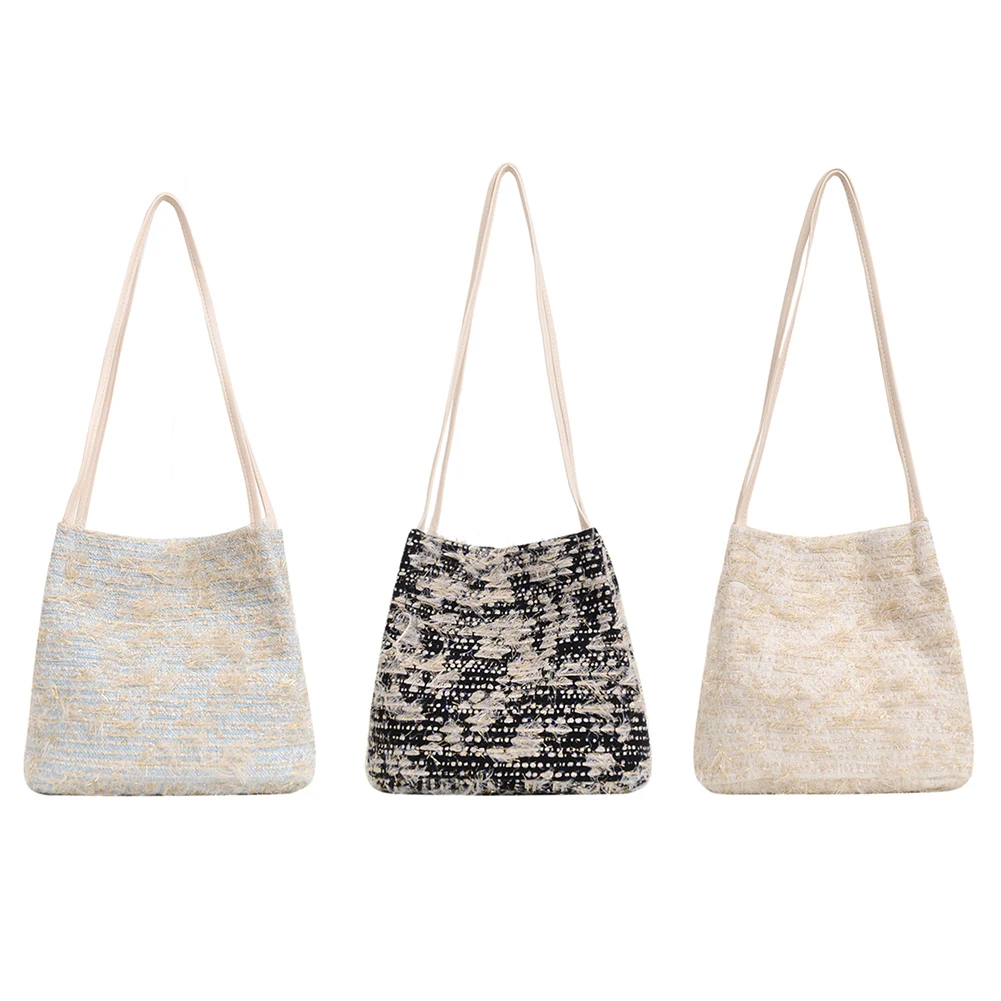 

Women Woolen Shoulder Bucket Bag Lady Large Capacity Tote Shopping Handbag Original Fashion Style Women Bag Portable Women's