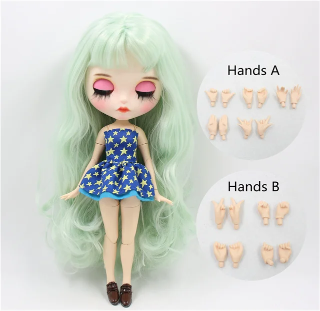 full set ICY factory blyth кукла на заказ, индивидуальная кукла, лицо, белая кожа, соединение тела, bjd, матовое лицо, бледно-зеленые волосы, 30 см, 1/6 игрушка - Цвет: full set