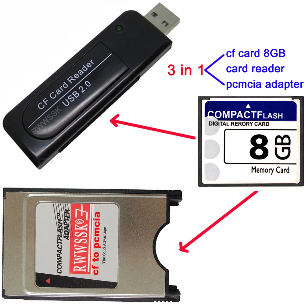 3 в 1 PCMCIA 68pin адаптер карты + USB2.0 кардридер Cf карта 128 МБ 256 ГБ 2 4 8 16 32 64 компактная