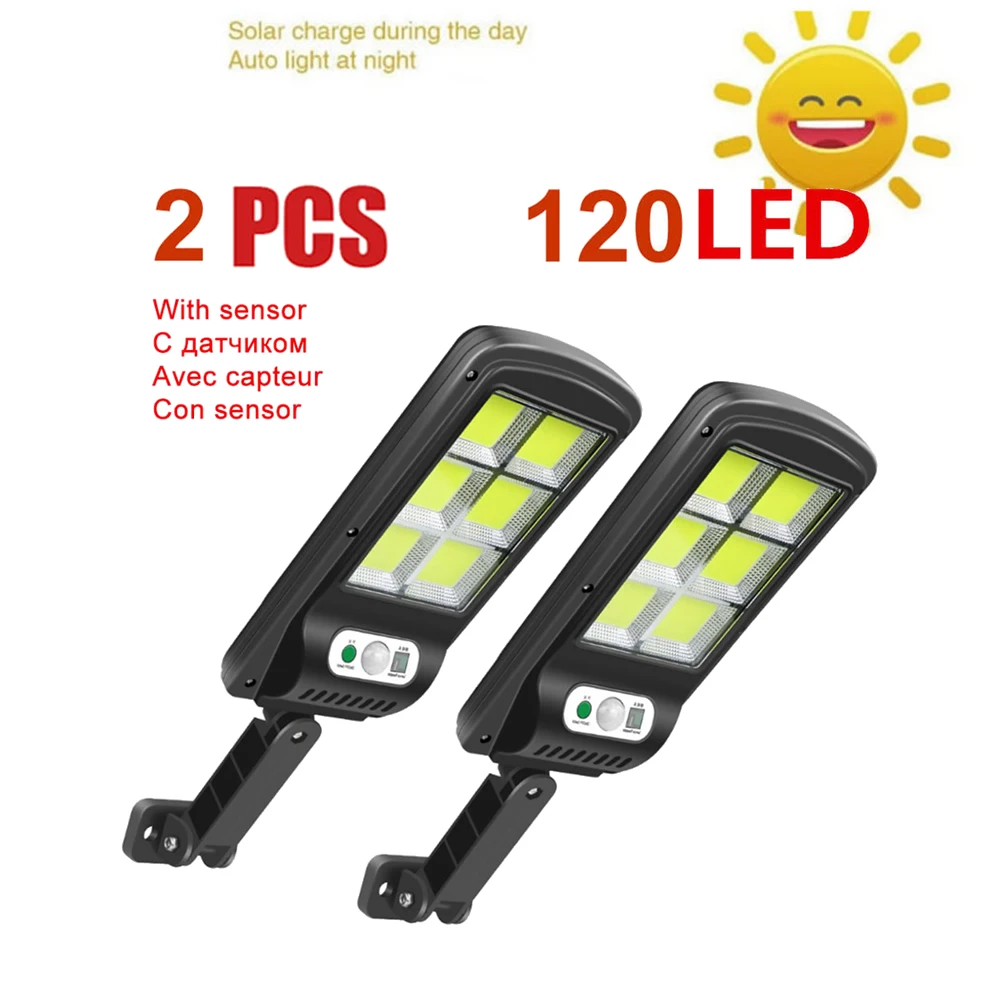 

2pcs tabular oblong 128 LED Solar LED Light Outdoor 6 Head Motion Sensor Remote Control Wide Angle Illumination solar Wall Lamp